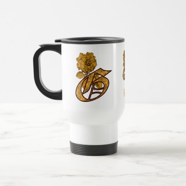 Monogramm Anfangsbuchstabe G Elegantes Gold Pfings Reisebecher (Links)
