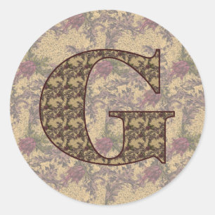 Monogramm Anfangsbuchstabe G Elegantes Vintage-Blu Runder Aufkleber