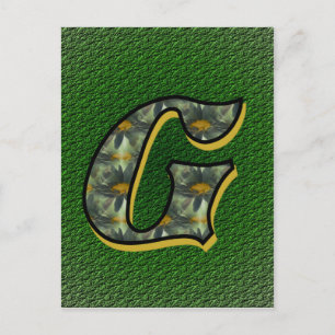 Monogramm Anfangsbuchstabe G Gänseblümchen Blumen  Postkarte