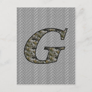 Monogramm Anfangsbuchstabe G Hortensienblüten Postkarte