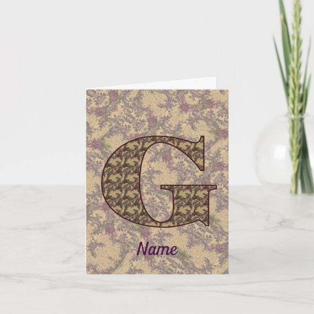 Monogramm Anfangsbuchstabe G Vintage-Blumenmuster  (Vorderseite)