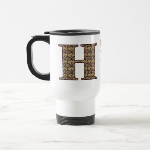 Monogramm Anfangsbuchstabe H Vintage-Blumen Person Reisebecher
