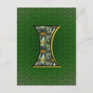 Monogramm Anfangsbuchstabe I Gänseblümchen Blumen  Postkarte