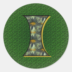 Monogramm Anfangsbuchstabe I Gänseblümchen FlowerA Runder Aufkleber