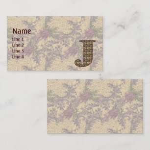 Monogramm Anfangsbuchstabe J Elegant Vintage Blume Visitenkarte
