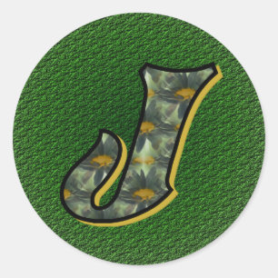 Monogramm Anfangsbuchstabe J Gänseblümchen Blumen  Runder Aufkleber