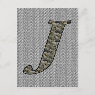 Monogramm Anfangsbuchstabe J Hortensienblüten Postkarte