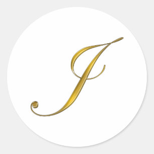 Monogramm Anfangsbuchstabe J in Goldschrift-Umschl Runder Aufkleber