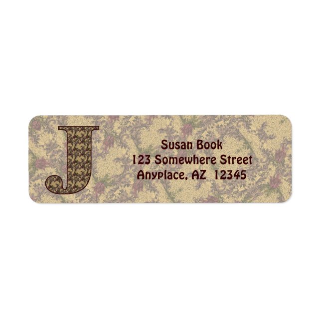 Monogramm Anfangsbuchstabe J Vintage-Blumen-Rückse (Vorne)