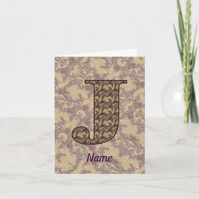 Monogramm Anfangsbuchstabe J Vintage-Blumenmuster  (Vorderseite)