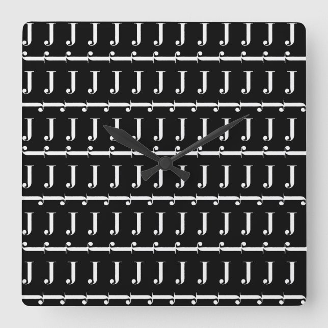 Monogramm-Anfangsbuchstabe J, wählen Quadratische Wanduhr (Vorderseite)