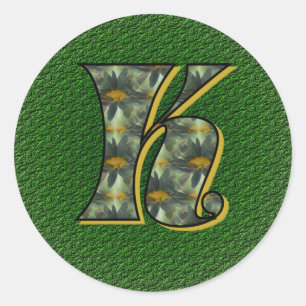 Monogramm Anfangsbuchstabe K Gänseblümchen Blumen  Runder Aufkleber