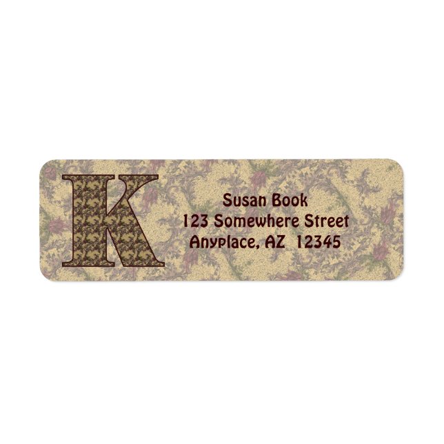 Monogramm Anfangsbuchstabe K Vintage Blumen Rückse (Vorne)