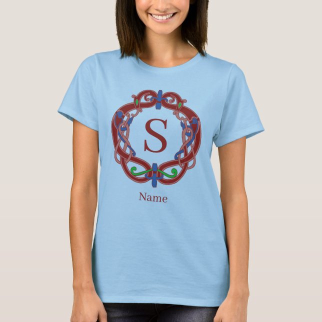 Monogramm Anfangsbuchstabe keltisches Design perso T-Shirt (Vorderseite)