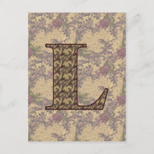 Monogramm Anfangsbuchstabe L Elegant Vintage Blume Postkarte