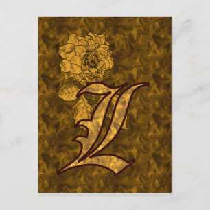 Monogramm Anfangsbuchstabe L Elegante Gold-Pfingst Postkarte