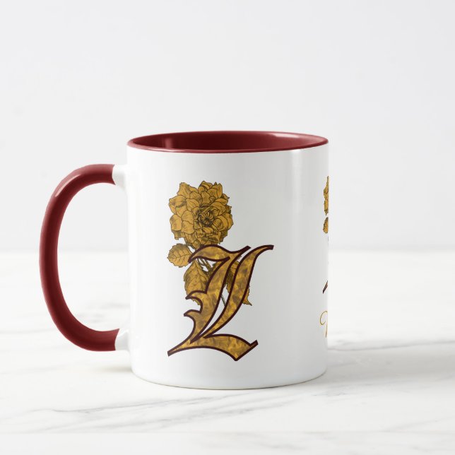 Monogramm Anfangsbuchstabe L Elegantes Gold Pfings Tasse (Links)