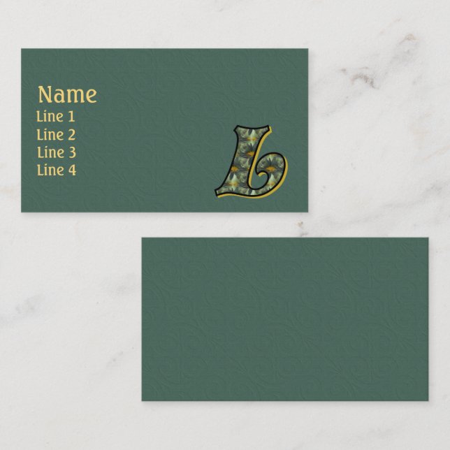 Monogramm Anfangsbuchstabe L Gänseblümchen Florale Visitenkarte (Vorne/Hinten)