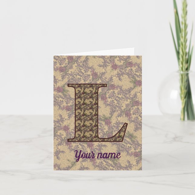 Monogramm Anfangsbuchstabe L Vintage-Blumenmuster  (Vorderseite)