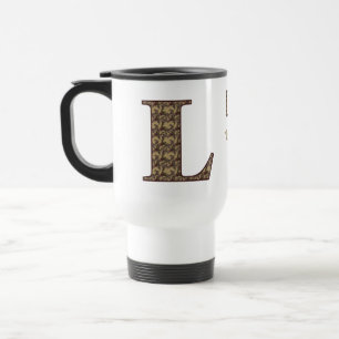Monogramm Anfangsbuchstabe L Vintage-Blumenmuster  Reisebecher