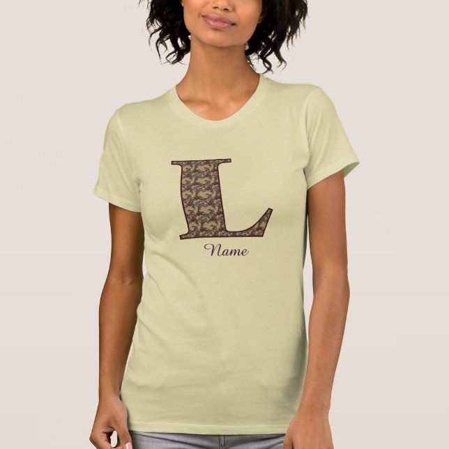 Monogramm Anfangsbuchstabe L Vintage-Blumenmuster  T-Shirt (Vorderseite)