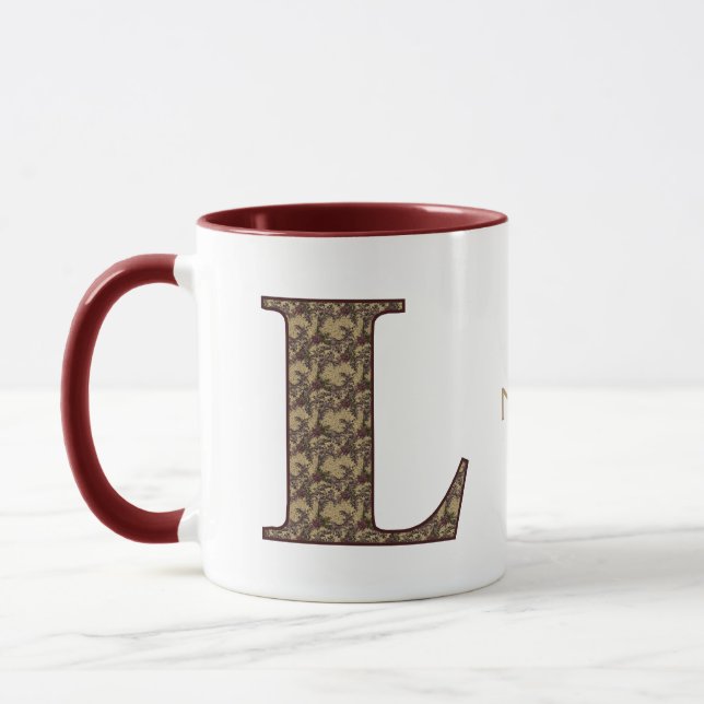 Monogramm Anfangsbuchstabe L Vintage-Blumenmuster  Tasse (Links)