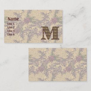 Monogramm Anfangsbuchstabe M Elegant Vintage Blume Visitenkarte