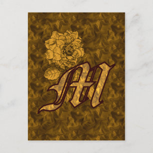 Monogramm Anfangsbuchstabe M Elegante Gold-Pfingst Postkarte
