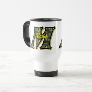 Monogramm Anfangsbuchstabe M Gänseblümchen Florale Reisebecher