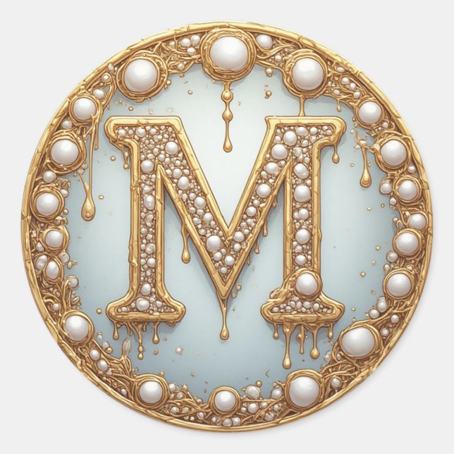Monogramm Anfangsbuchstabe M Geschenk für Freundin Runder Aufkleber (Vorderseite)