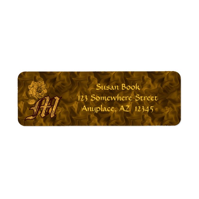 Monogramm Anfangsbuchstabe M Gold-Pfingstrose Rück (Vorne)