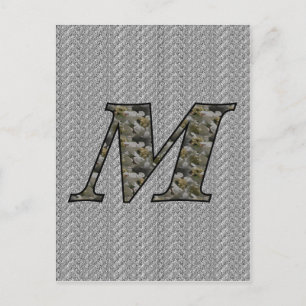Monogramm Anfangsbuchstabe M Hortensienblüten Postkarte