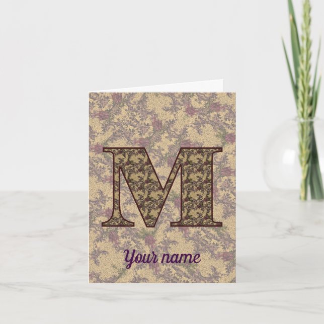Monogramm Anfangsbuchstabe M Vintage-Blumenmuster  (Vorderseite)