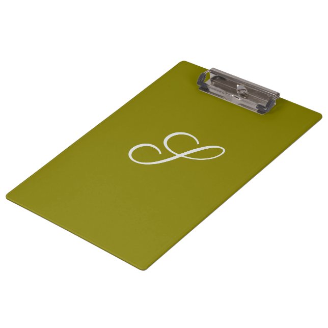 Monogramm Anfangsbuchstabe minimalistisches Salbei Klemmbrett (Schrägansicht)