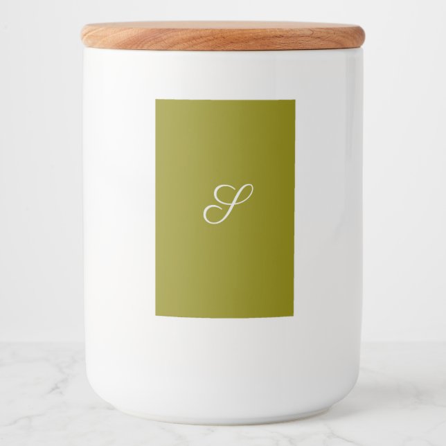 Monogramm Anfangsbuchstabe minimalistisches Salbei Lebensmitteletikett (Vorderseite)