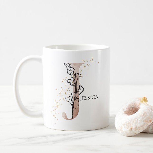 Monogramm Anfangsbuchstabe Moderne Letter J Boho P Kaffeetasse (Mit Donut)