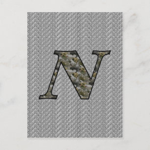 Monogramm Anfangsbuchstabe N Hortensienblüten Postkarte