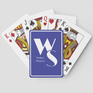 Monogramm Anfangsbuchstabe Name Blau & Weiß Tischs Spielkarten