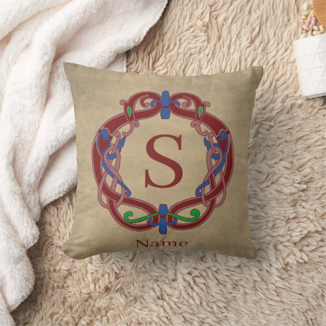 Monogramm Anfangsbuchstabe Name keltisches Design  Kissen (Decke)