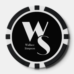 Monogramm Anfangsbuchstabe Name Schwarz und Weiß S Pokerchips