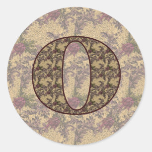 Monogramm Anfangsbuchstabe O Elegant Vintage Blume Runder Aufkleber