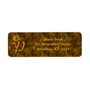 Monogramm Anfangsbuchstabe P Gold Pfingstrose Rück