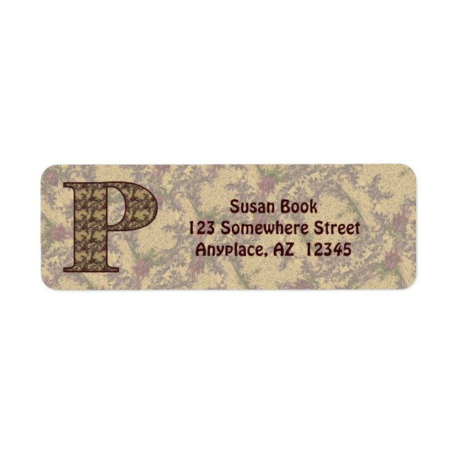 Monogramm Anfangsbuchstabe P Vintage-Blumen-Rückse (Vorne)