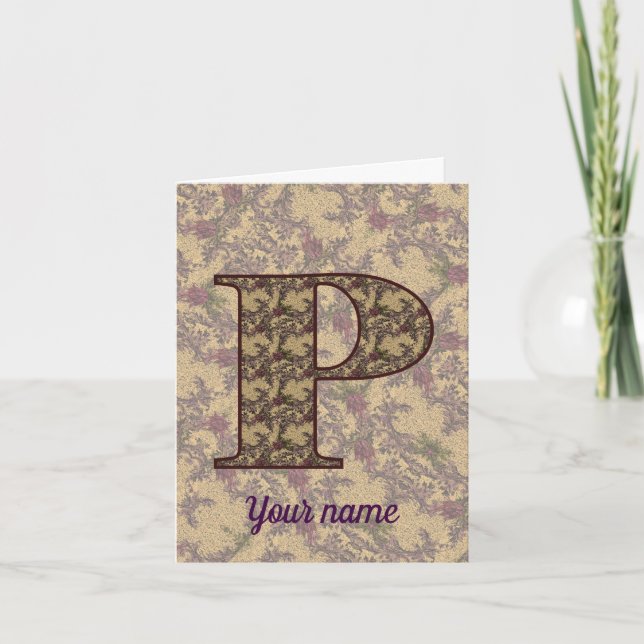 Monogramm Anfangsbuchstabe P Vintage-Blumenmuster  (Vorderseite)