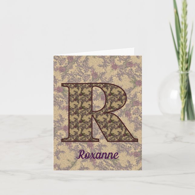 Monogramm Anfangsbuchstabe R Vintage-Blumenmuster  (Vorderseite)