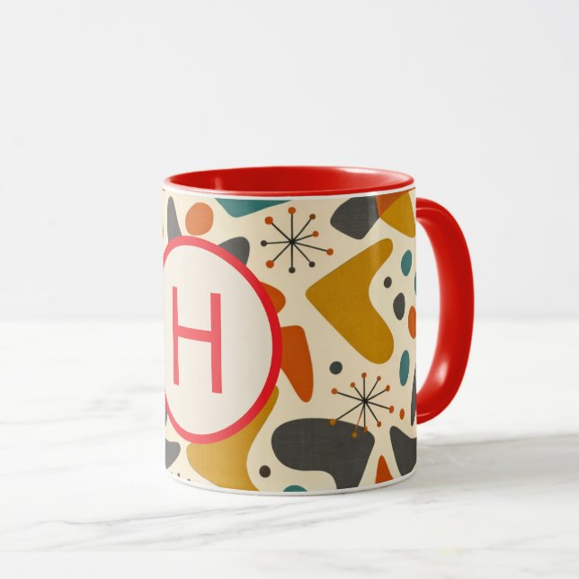 Monogramm Anfangsbuchstabe Retro-Geschenk Tasse (VorderseiteRechts)