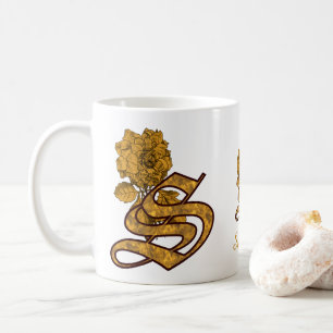 Monogramm Anfangsbuchstabe S Elegantes Gold Pfings Kaffeetasse