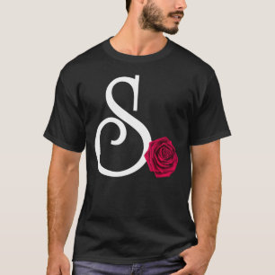Monogramm Anfangsbuchstabe S mit Rote Rose auf Sch T-Shirt