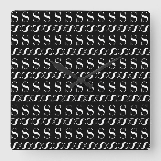 Monogramm-Anfangsbuchstabe S, wählen Quadratische Wanduhr (Vorderseite)