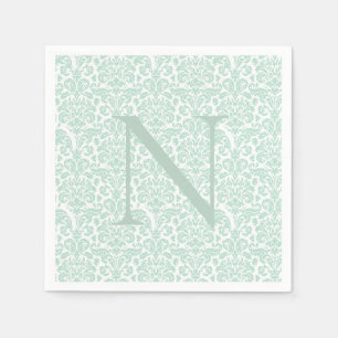 Monogramm Anfangsbuchstabe Sagegrün Damast Serviette